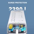 thumbnail image 4 of Huntkey Power Strip avec 12 Prises AC et 2 Ports de Charge USB, Pack White (3), 4 of 9