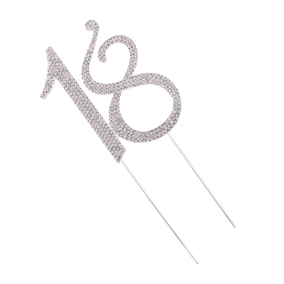18. 18 Rhinestone Crystal Number Selecciones Cake Topper Silver