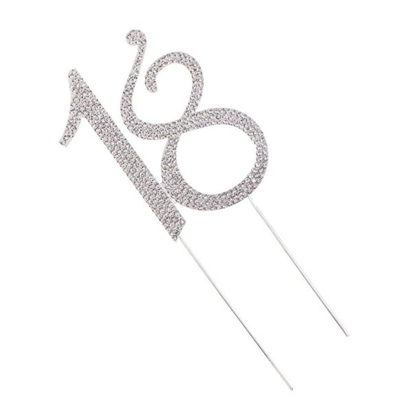 Decoración para Tarta de Cumpleaños Yuyangstore Crystal Rhinestone Números Cake Topper 18