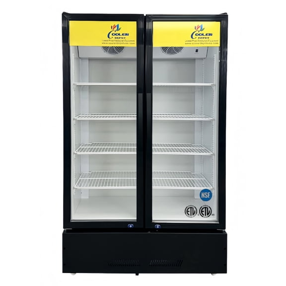 Cooler Depot39 inch, 21 cu. ft, Commercial Refrigerator Merchandiser, 2 glass door cooler, NSF Certified.