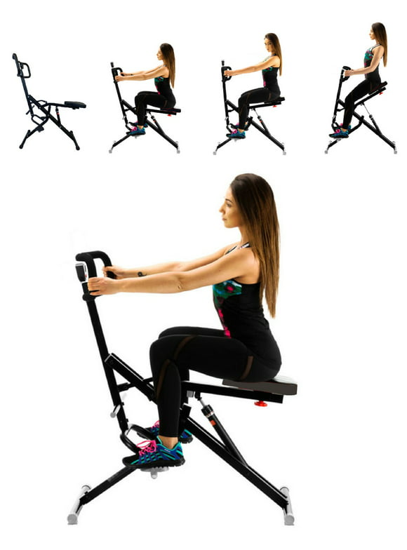 Power Rider Total Crunch Abdominal AB Core Fitness Upright Squat Glutes Exercise Home Gym Workout Machine Full Body Core Training Fitness System 12 Hydraulic Adjustable Levels Cardio Strength Training