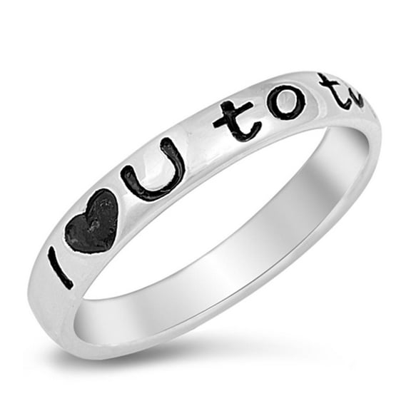 I Love You to the Moon and Back Ring Heart .925 Sterling Silver Band Jewelry Female Male Size 5