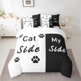 thumbnail image 2 of Homewish Couple Valentine's Day Bedding Comforter Set 7pcs, Cat Side and My Side Queen Bedding Sets, Black White Fashion Splicing Queen Sheet Sets, Ultra Soft Bedroom Decor, 2 of 7