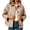 Brown, variant on Women's Jacket Button Down Collared Long Sleeve Plaid Casual Lightweight Loose Spring Fall Summer Cardigan Coat, Brown S