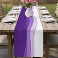 thumbnail image 4 of Purple Waves Table Runner - 70 Inch Long Ombre Abstract Art Gradient Modern Cotton and Linen Blended Dress Scarves Farmhouse Table Runner for Kitchen Dining, Coffee Table, 13" x 70", 4 of 8