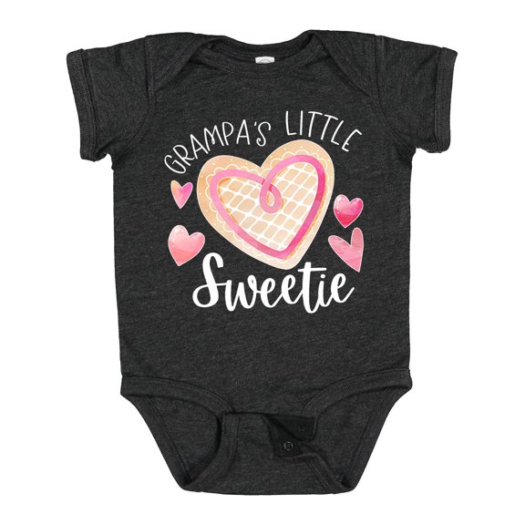 Inktastic Grampa's Little Sweetie with Pink Heart Cookie Boys or Girls Baby Bodysuit
