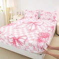thumbnail image 4 of Homewish Princess Cute Ribbon Twin Sheet Sets for Kid, Pink Buffalo Plaid Twin Fitted Sheet, Romantic Rose Flower Flat Sheet, Lightweight Room Decor, 3pcs, 4 of 8