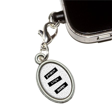 Peace Love Anime Oval Mobile Phone Charm