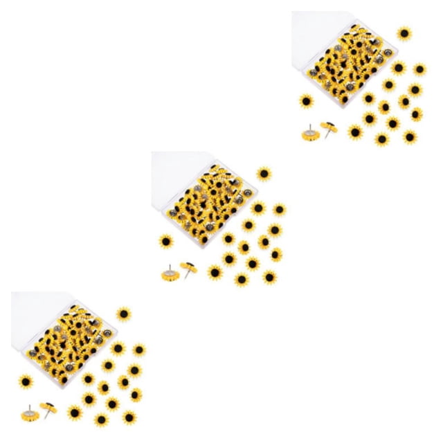 Langgg Brighten Up Workspace Sun Flower Push Pin Set Fun And Eye-catching Thumbtacks For Bulletin Board 3Set