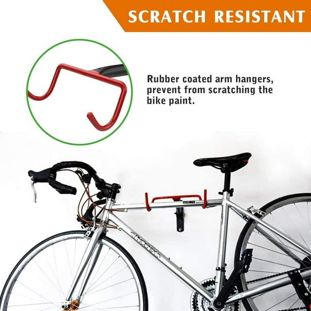 Iguohao Bike Wall Mount Bike Hanger Rack, Foldable Bicycle Garage Horizontal Hook Storage System, Anti-Scratch Bicycle Holder Hook For Garage Indoor A