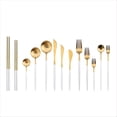 thumbnail image 3 of 4pcs Gold Plastic Silverware, White and Gold Plastic Cutlery, Gold Plastic Forks and Spoons, Gold Plastic Flatware Include 1Forks, 1Spoons, 1 Knives ,, 3 of 3