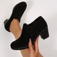 thumbnail image 4 of Pennysue Women's Ankle Boots Black Sedue Low Chunky Stacked Heel booties 8M, 4 of 7