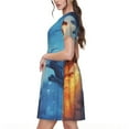 thumbnail image 2 of Lsque Red And Blue Fire Dragon A Print Women's Casual Dress T-Shirt Summer Short Sleeve Scoop Neck Swing Dresses, 2 of 6