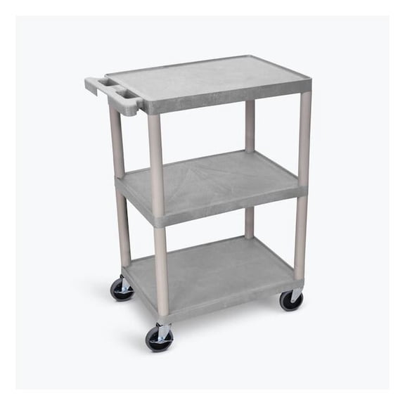 Luxor 18" x 24" Three Shelf Flat Utility Cart - Gray