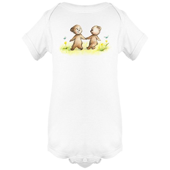Teddy Bears Walking On Meadow Bodysuit Infant -Image by Shutterstock,  Newborn