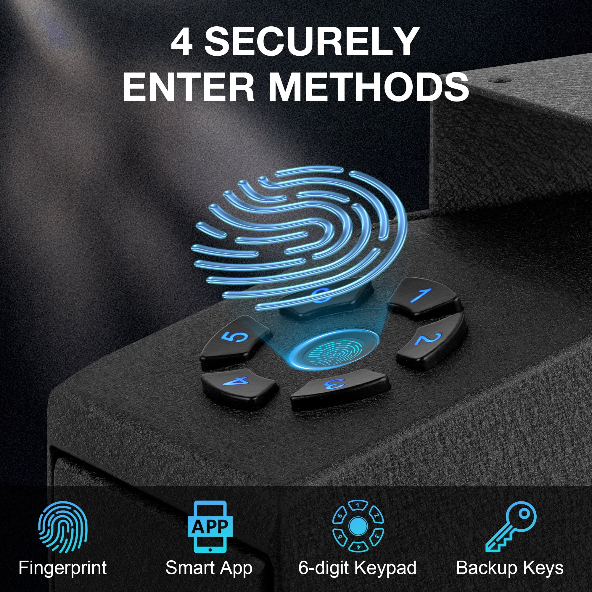 Gun Safe, Slider Biometric Gun Safe for Pistol with APP,Fingerprint,Fingerprint,PIN Code and KEY Wall Mounted Handgun Pistol Safe Quick Access Auto Sliding Gun Locker Box,Black