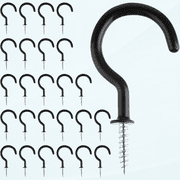25Pcs 2 Inches Large Ceiling Hooks Black Vinyl Coated Cup Hook Wall Hanging Hooks Screw-in Hooks for Bathroom Kitchen Garden,Black