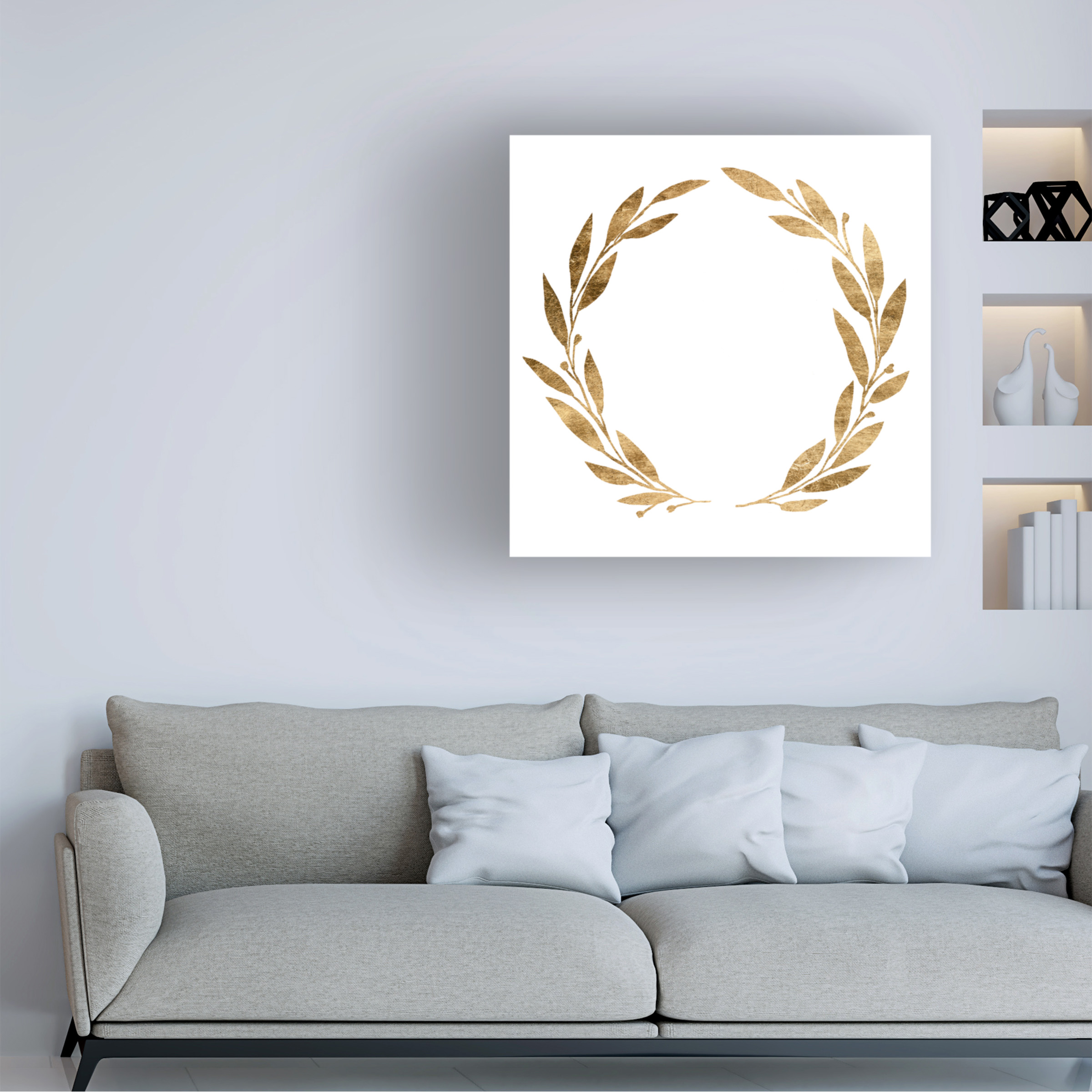 Annie Warren 'Wreath in Gold III' Canvas Art