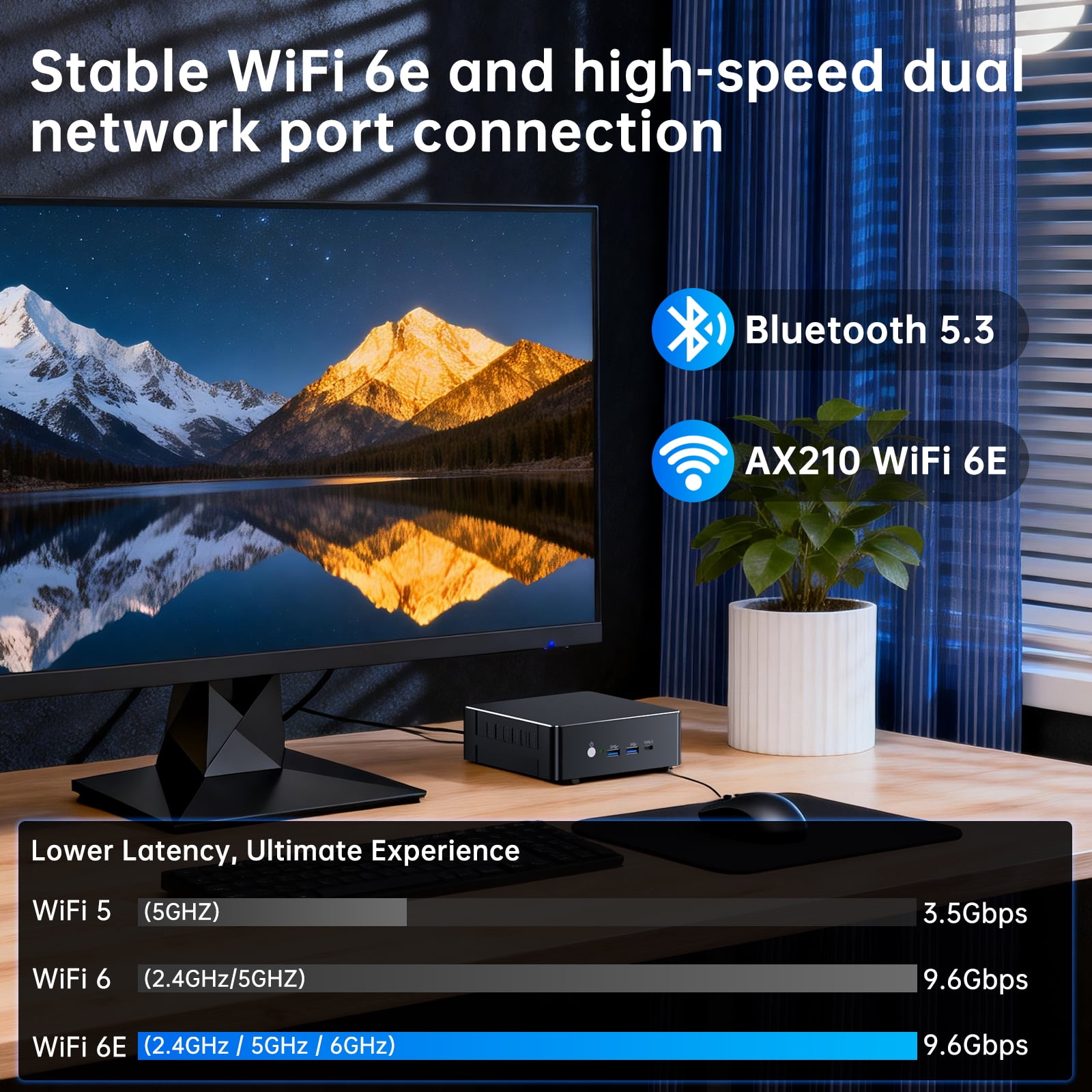 Thdeukoty Mini PC, Desktop Computer Core i9-12900H, 14 Cores Upto 5.0GHz, Win 11 Pro(TPM 2.0), 64G DDR5 RAM 4T SSD, HDMI/DP/USB4.0/WiFi6E/BT5.3, VESA