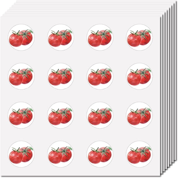 128Pcs Tomato Planner Stickers Food Helmet Sticker Decals Self-Adhesive Waterproof Sticker Round Dot Cartoon Decal Bulk Stickers for DIY Scrapbooking Calendar Water Bottles Laptop Cup 2.5cm