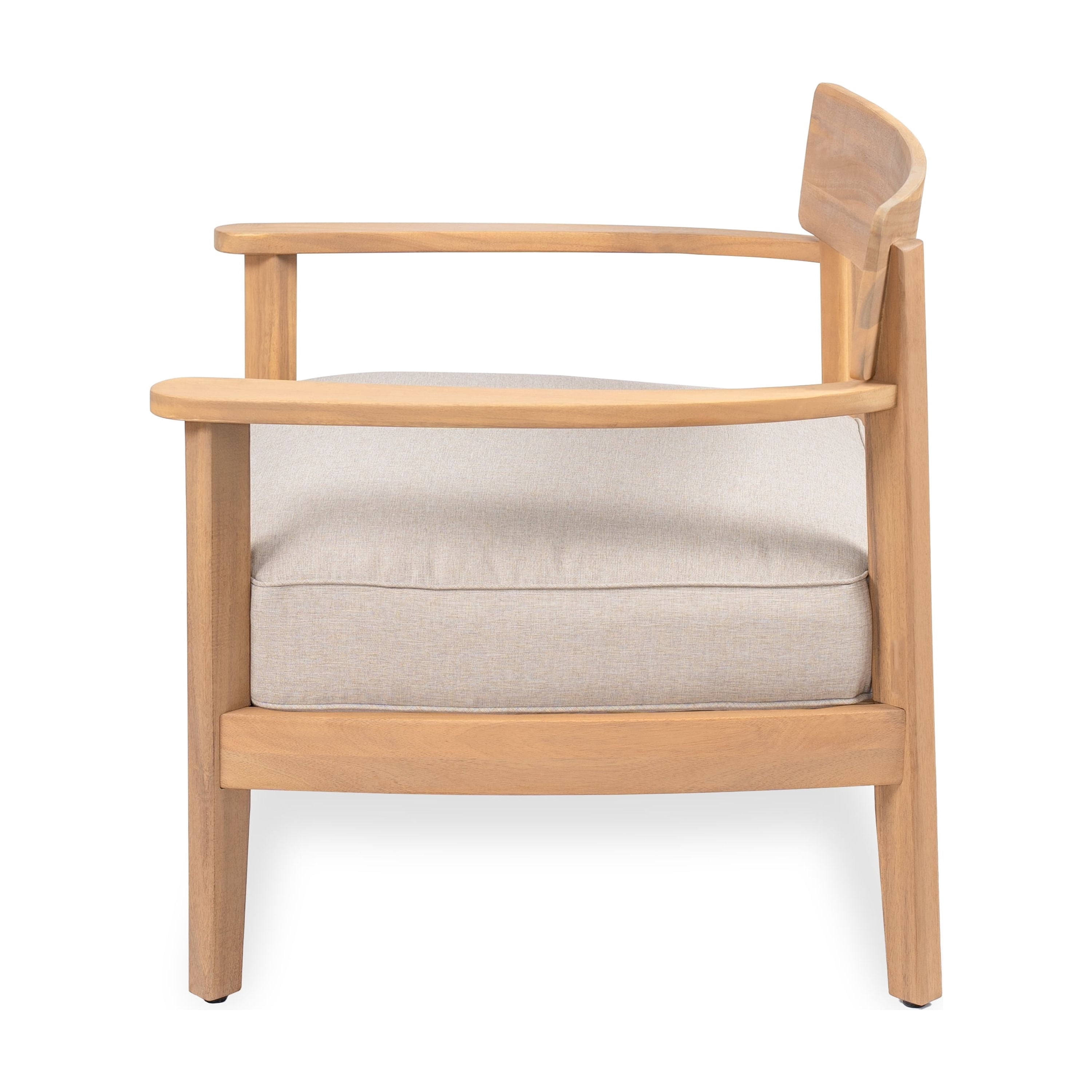 Acacia Wood Club Chair with Seat Cushion for Patio Garden Deck, Teak