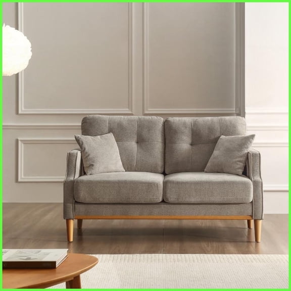 Modern Cream 2-Seater Loveseat with Waterproof Polyester Fabric & USB Charging for Living Room