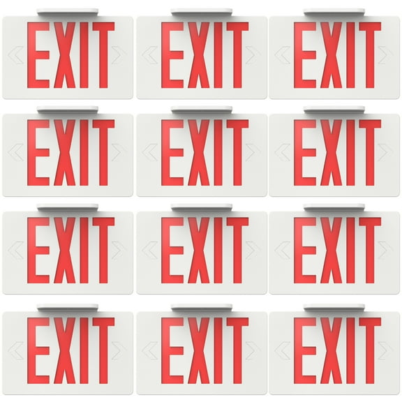 Sunco 12 Pack LED Exit Sign with Emergency Light, Commercial Grade Double Sided Fire Exit Lights, Backup Battery, Illuminated Emergency Exit, 120-277V, Dual Mounting, UL 94V-0 Fire Resistant.