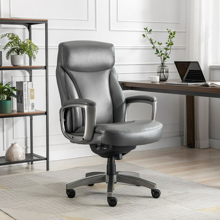 La-Z-Boy Leather Executive Office Chair with Arms, Gray