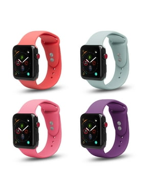 Coverlab 4-Pack Apple Watch 38/40mm Soft Silicone Sport Strap Loop Band Series 4 3 2 1 Nike+ (Purple,Mint, Pink, Peach)