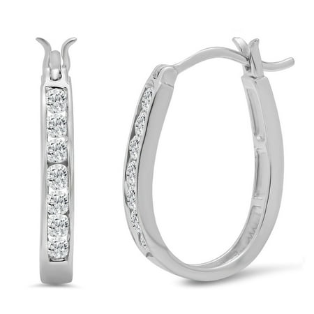 AGS Certified 1/2ct TW Diamond Hoop Earrings in 10K Yellow or White Gold