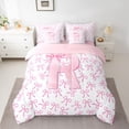 thumbnail image 2 of jejeloiu Cute Personalized Gifts 7-Piece Twin Bedding Sets,First Letter R Bedding Comforter Set For Bow Lover Reversible, 2 of 8
