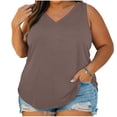 thumbnail image 1 of StSilkitty Plus Size Tank Tops for Womens Solid Color Loose V Neck Blouses Summer Beach Lightweight Soft Shirts, 1 of 7