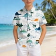 thumbnail image 6 of YDFCWXW Boys Hawaiian Shirt Short Sleeve Casual Button Down Beach Shirt Kids Summer Hawaii Shirts 4-15 Years (Light Green, 4-5 Years), 6 of 7