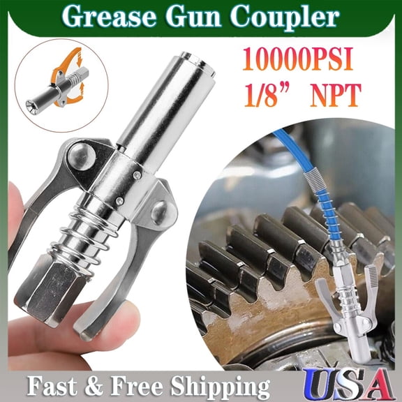 Grease Gun Coupler High Pressure Quick Release Lock Oil Nozzles Double Handle US