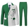 thumbnail image 3 of Beauty-Emily Men's Color Block Double-Breasted Suit Set – Slim Fit Two-Piece Blazer & Pants, Stylish Contrast Formal Suit for Business, Wedding & Party, 3 of 8