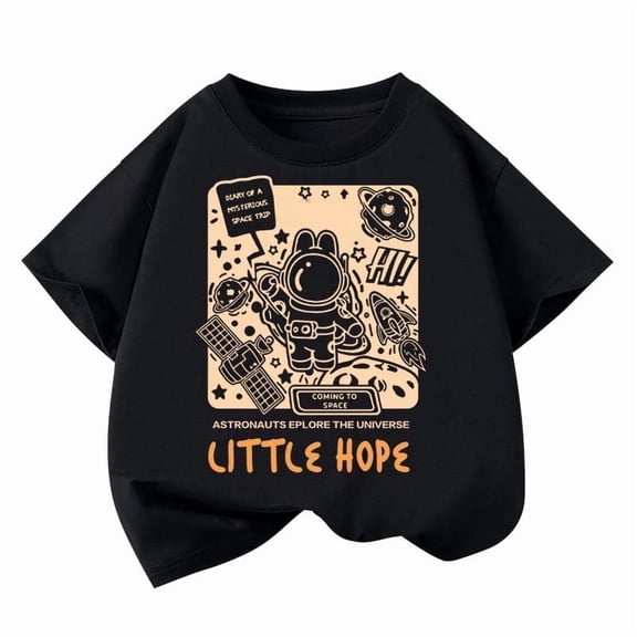 Kiijoy Boys Summer T Shirt Robot Graphic Tee Short Sleeve Crew Neck T-Shirt, Sizes 3-10