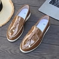 thumbnail image 4 of GERsome Women's Loafer Flats Round Toe PU Leather Slip-On Work Shoes Casual Comfort Walking Dressy Shoes, Brown Size 6.5, 4 of 9