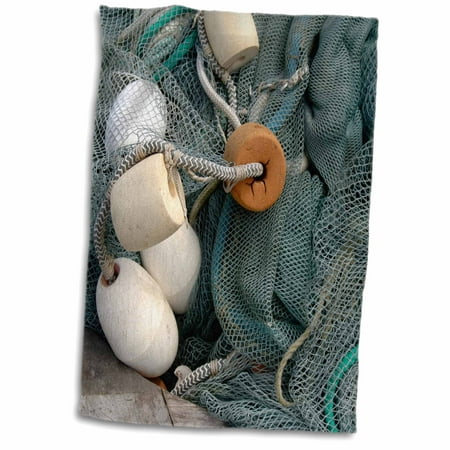 3dRose Canada, British Columbia, Fishing floats and fish netting - Towel, 15 by