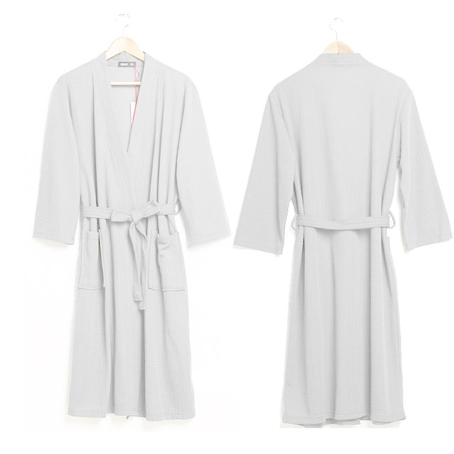 Peignoir de Bain Absorbant pour Femmes Robe de Maison Chemise de Nuit; Peignoir Gaufré Solide Robe de Spa Robe de Maison Chemise de Nuit