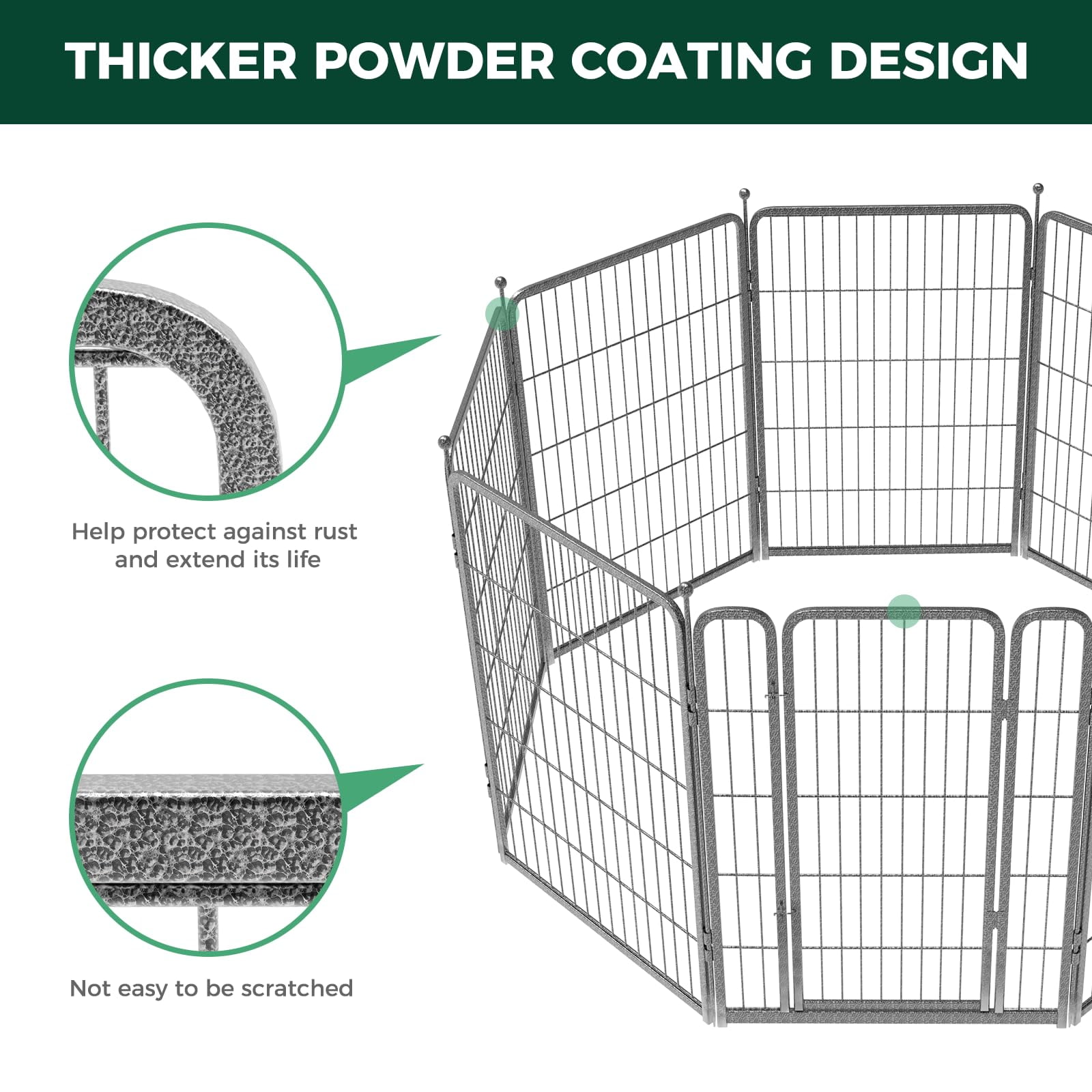 FXW Aster Dog Playpen Designed for Courtyard, RV Camping, 40" 48 Panels for Large Dogs, Silver
