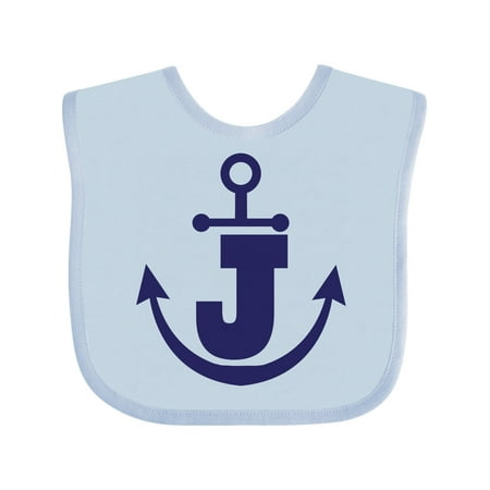 

Inktastic Monogram J Nautical Anchor Gift Baby Boy or Baby Girl Bib