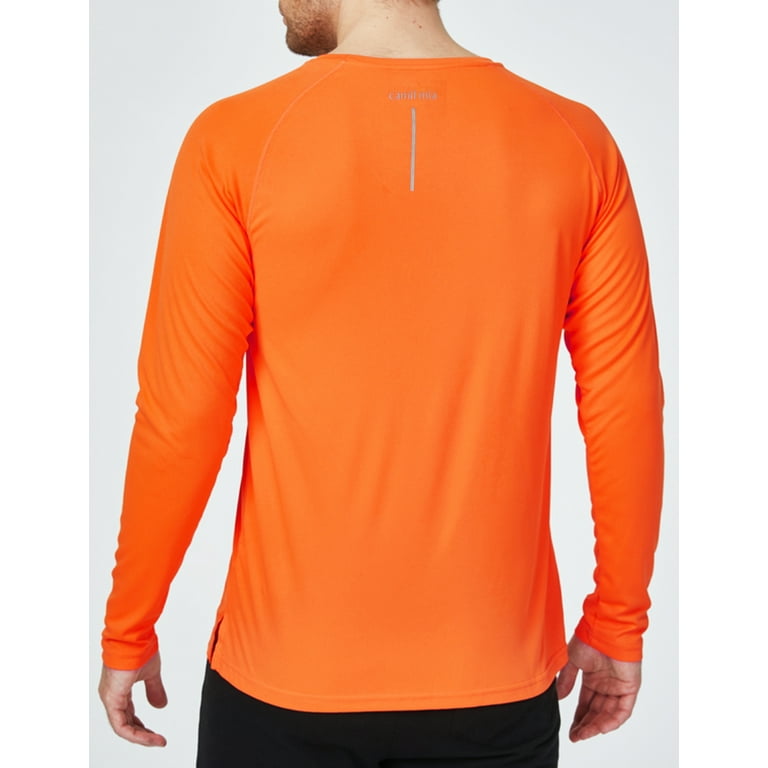 Camii Mia Long Sleeve Shirts for Mens Sun Shirts Rash Guard UPF 50+ SPF T-shirts for Fishing Running Hiking Workout, Men's, Size: Small, Orange