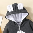 thumbnail image 3 of Bellafa Newborn Baby Boy Clothes Solid Long Sleeve Zipper Hooded Romper Jumpsuit with Pocket Fall Winter One Piece Outfits, 3 of 5