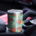 thumbnail image 5 of 30oz Pioneer Flower Floral Print Pattern Tumbler, Double Wall Vacuum Insulated Cup, BPA-Free Leak Proof Lid & Reusable Straws, Hot 12h, Cold 34h, 5 of 6