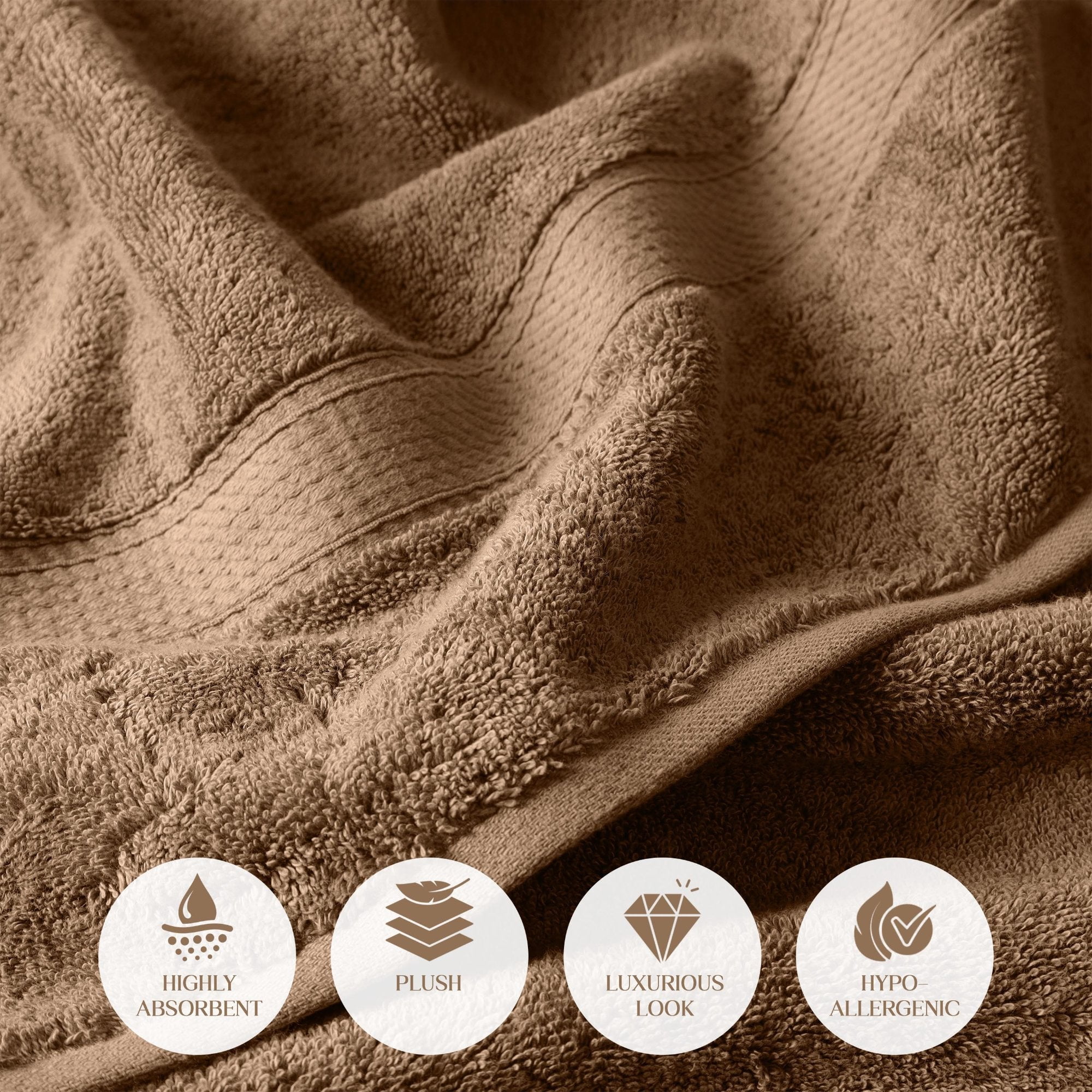 Superior Madeline Egyptian Cotton Ultra-Plush 12-Piece Towel Set, Latte