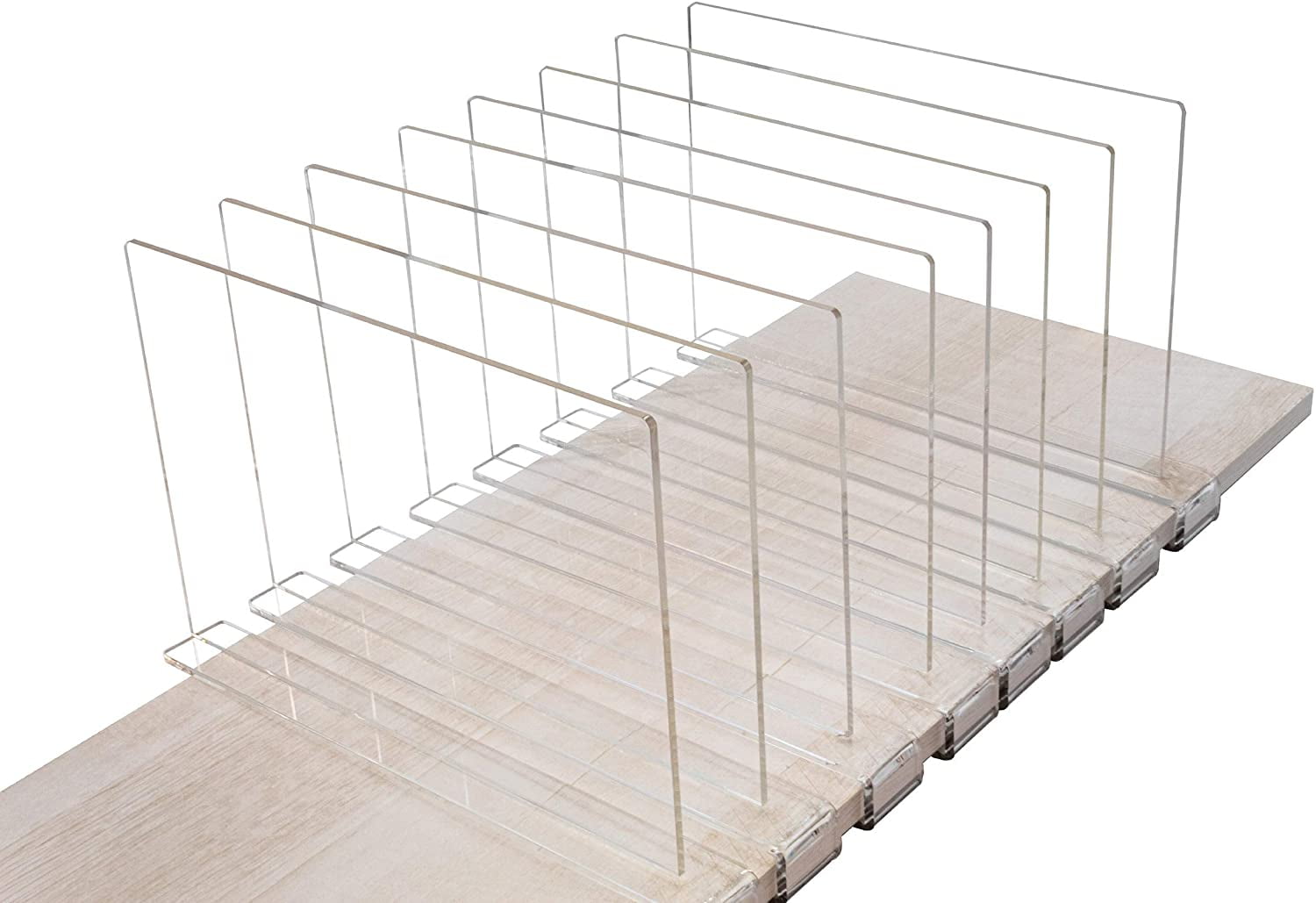 ROUFA 4Pcs Clear Acrylic Shelf Dividers, Adjustable Closet Organizer Fit  for Any Thickness of Shelves, Multi-Purpose Wood Shelf Separators for