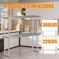 thumbnail image 6 of Stainless Steel Commercial 2 Tier Double Overshelf for Kitchen Prep & Work Table, Commercial Countertop Shelf, 12" x 36", 6 of 7