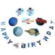 thumbnail image 2 of Bandera de cumpleaños espacial, traje de pancarta en espiral con planeta astronauta para decoraciones de fiesta, inserto para pastel, 2 of 8