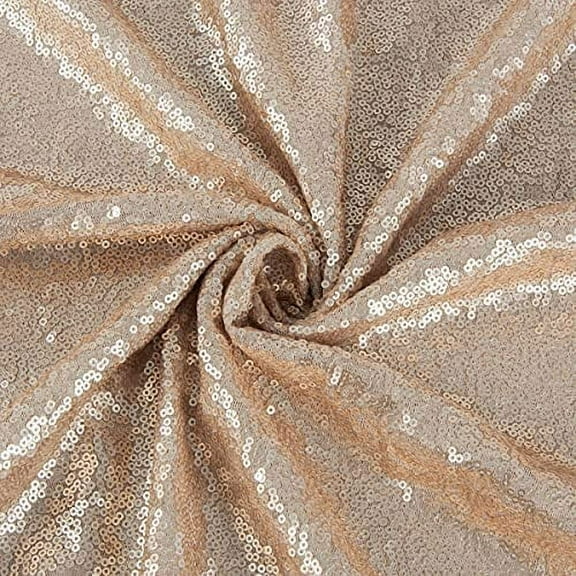 Valentina Textile Inc Sequin Fabric Glitter Embroidery Fabric by The Yard Material for DIY Sewing Curtain Backdrop Tablecloth Table Linen Runner Clothes (1 Yard, Champagne)