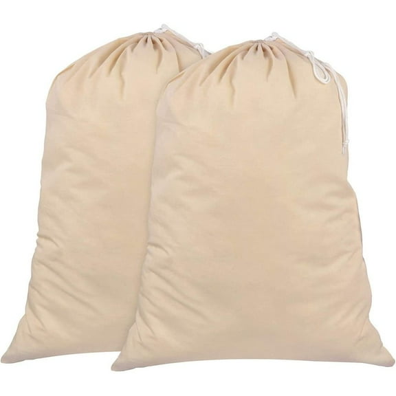 Extra Large Laundry Bag, Natural Cotton Canvas Drawstring Closure For Multi Use, Heavy Duty And Durable Laundry Organizer With Shoulder Strap (75 X 56 Cm)